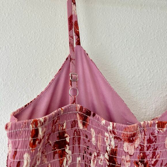 New Eye Shadow floral asymmetric hem twist babydoll empire waist sundress pink M - Picture 10 of 14